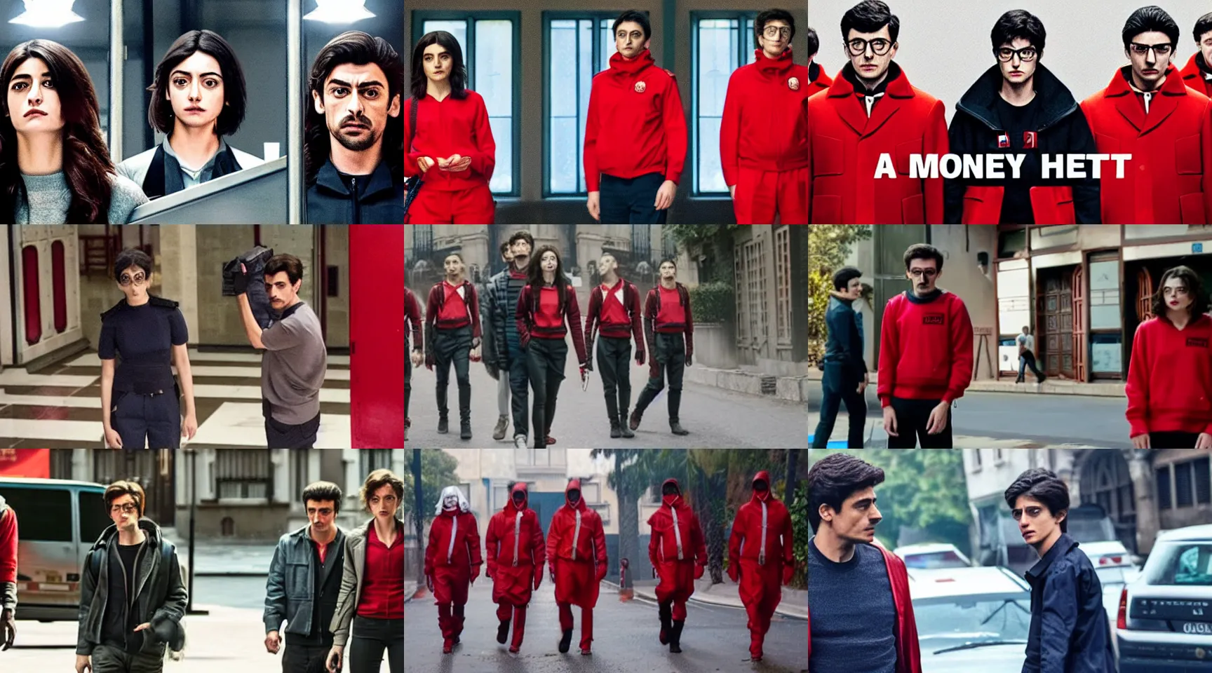 Image similar to a scene from money heist