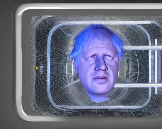 Prompt: boris johnson being created in a giant science labroalratory suspended in a floating gel tank, character art, by various concept artists, redshift render, hyperrealistic face, photorealistic render