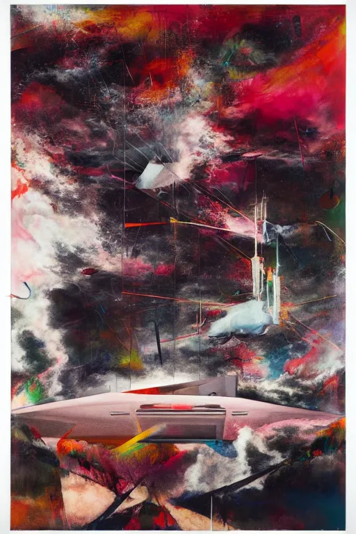 Image similar to the physical impossibility of death, in a brutalist designed space ship, rich deep colours, painted by francis bacon, adrian ghenie, james jean and petra cortright, part by gerhard richter, part by takato yamamoto. 8 k masterpiece