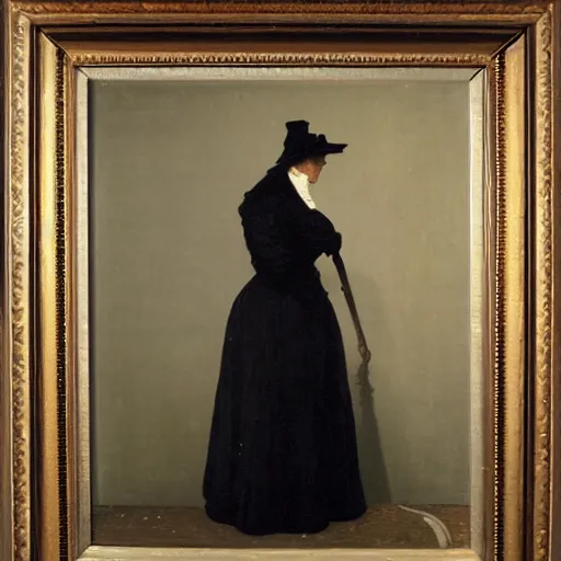 Image similar to A victorian woman, oil on canvas, painted by Caspar David Friedrich