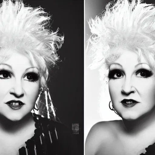 Prompt: backlit portrait of cyndi lauper, studio lighting, backlit