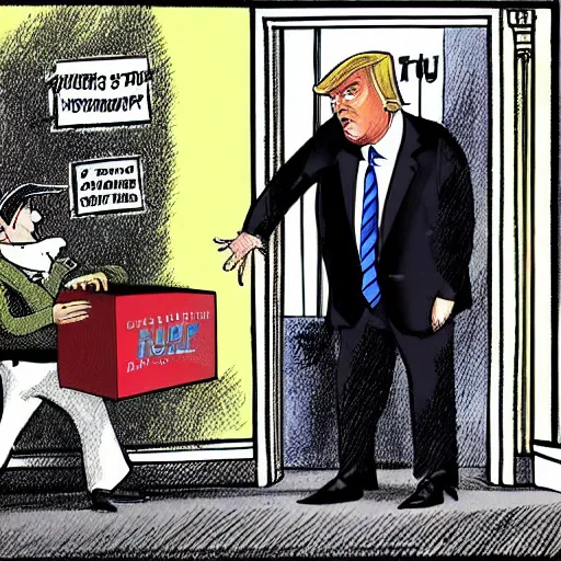 trump sneaking out of the white house holding a box | Stable Diffusion ...