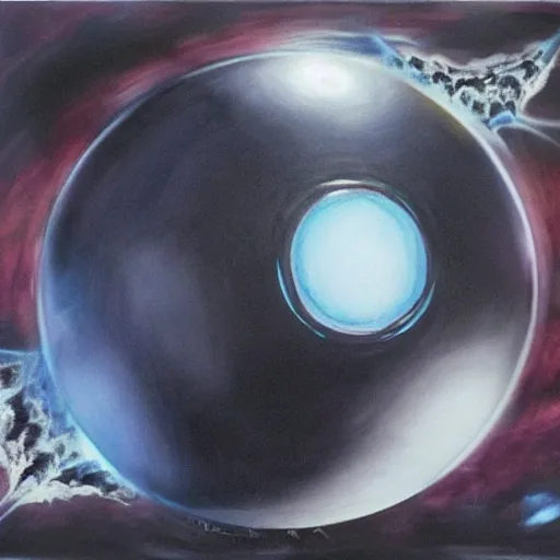 Prompt: realistic painting of the black sphere from gantz