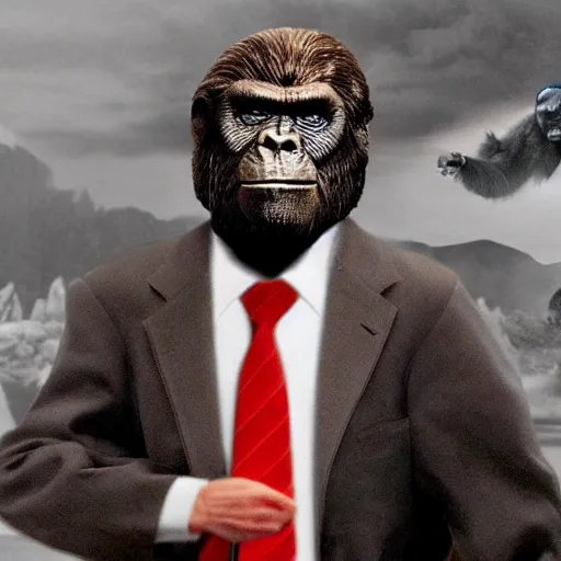 Image similar to george w bush in a king kong costume