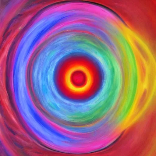 Image similar to painting of the hidden universe at the heart of an atom. polychromatic color scheme