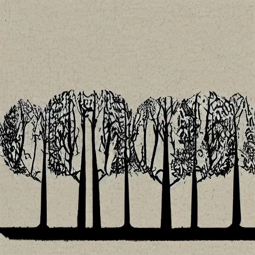 Image similar to trees in a style of van high