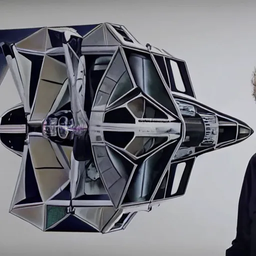 Image similar to Jeremy Clarkson reviewing a Tie Fighter, Star wars, Top Gear, 8k, high quality