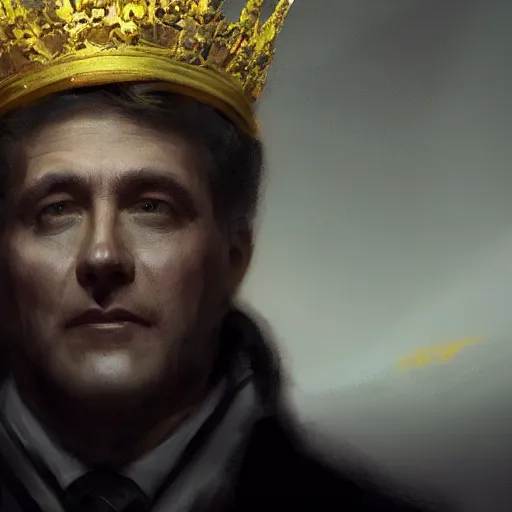 Prompt: Portrait of the King president of the america wearing his crown, the king president of united states of america, wearing his crown, digital painting, artstation, concept art, Craig Mullins , Breathtaking, 8k resolution, extremely detailed, beautiful, establishing shot, artistic, hyperrealistic, octane render, cinematic lighting, dramatic lighting, masterpiece, light brazen, extremely detailed and beautiful face
