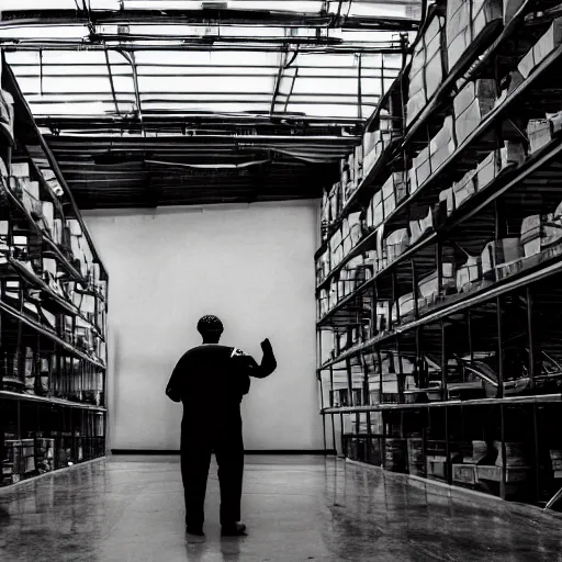 Prompt: scientist studying a sleek black simplistic oval spacecraft in a warehouse, 1 9 2 0's sci - fi, black and white, 8 k, highly ornate intricate details, extreme detail,