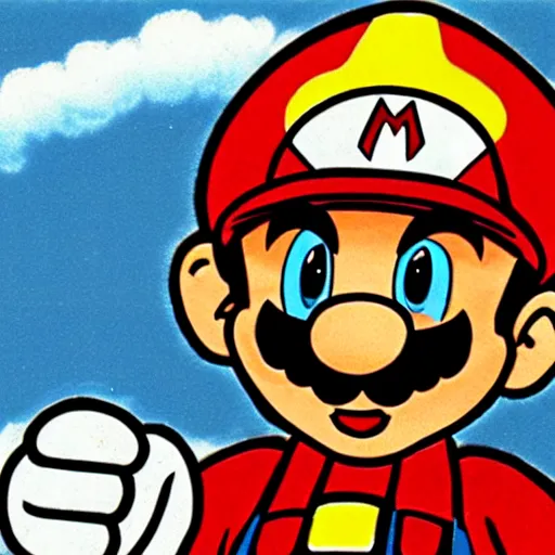 Image similar to a mix of Super Mario Bros and JesusChrist