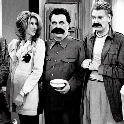 Image similar to A still of Stalin in the 1990s sitcom Friends