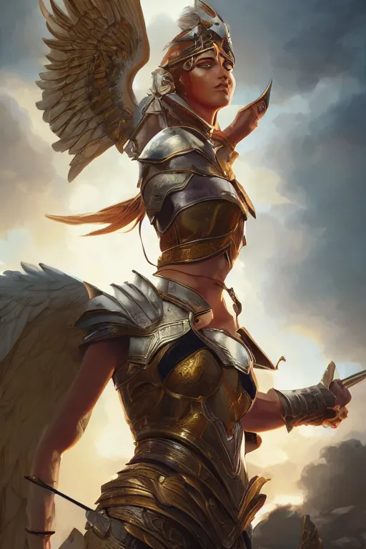 Image similar to amazon valkyrie athena, d & d, fantasy, portrait, highly detailed, headshot, digital painting, trending on artstation, concept art, sharp focus, illustration, art by artgerm and greg rutkowski and magali villeneuve