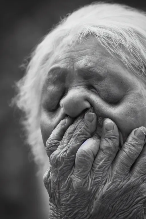 Image similar to Realistic black and white photography with 80 mm f/12 lens of old women with their eyes closed, spitting ECTOPLASMA from their mouth.
