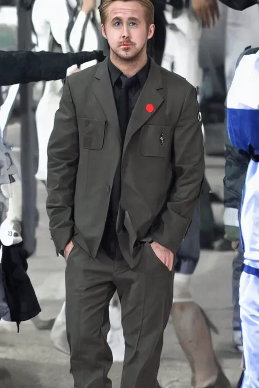 Prompt: ryan gosling dressed as shinji ikari