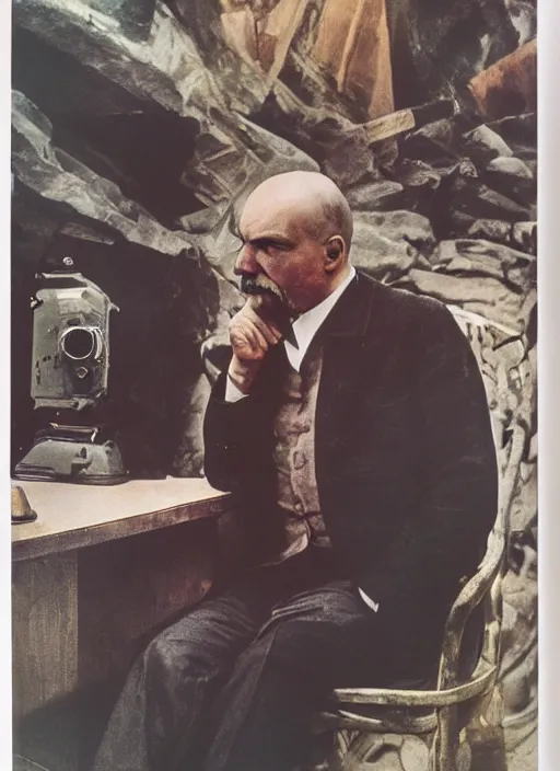 Image similar to hyper detailed bright photograph of lenin ulyanov by don mccullin, color, dslr