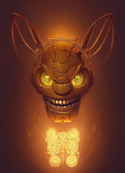 Image similar to portrait of springtrap, intricate, elegant, glowing lights, highly detailed, digital painting, artstation, concept art, sharp focus, illustration, art by wlop, mars ravelo and greg rutkowski