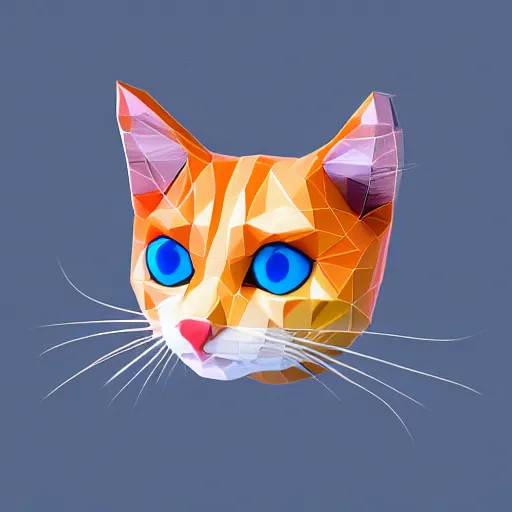 Prompt: cat on white background, 3d isometric, low poly