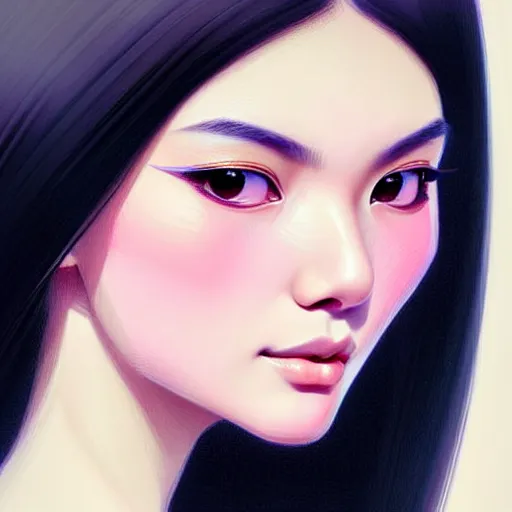 Image similar to digital painting of a close up face portrait of an elegant, beautiful, sophisticated, fashionable, pretty young burmese - japanese victoria justice, the rings of saturn. intricate ornate detail, eye focus, by artgerm, range murata, jeremy lipking, trending on pinterest, artstation hq, vivid 8 k, film still.