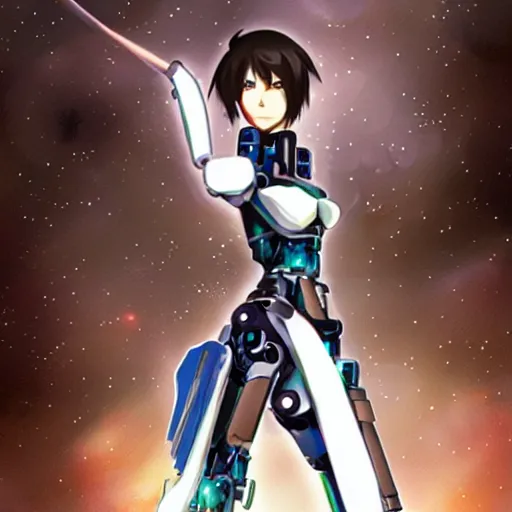 Image similar to makoto shinkai android mechanical cyborg anime girl