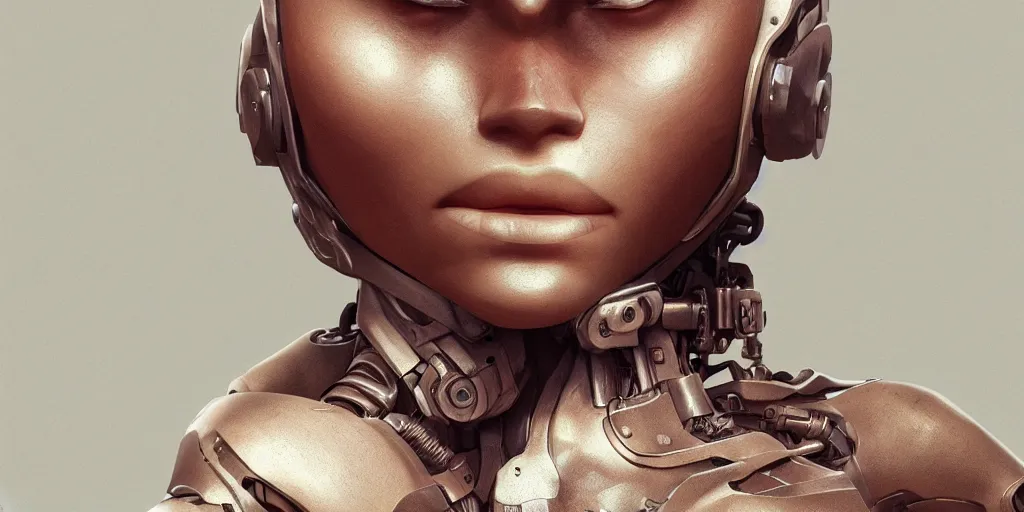 Image similar to photorealistic gorgeous female cyborg, holding intimately, highly detailed, intricate detailing, torso, neck, knees, in the style of, beth cavener, jin kagetsu, wlop, masterpiece, concept art, highkey lighting, ambient lighting, octane render, 8 k, artstation