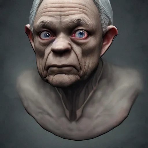 Image similar to Jeff Sessions that looks like Gollum, medieval fantasy, digital art, 8k resolution, artstation