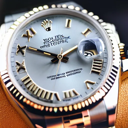 Prompt: fisher price Rolex Datejust, close up, photo