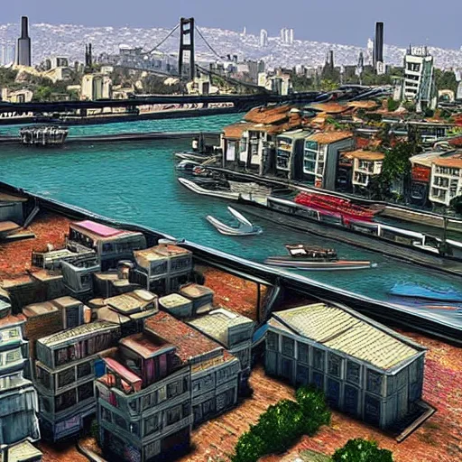 Prompt: istanbul like a gta 5, gta v, hyper realistic, grand theft auto,