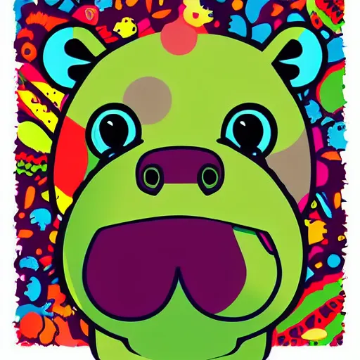 Prompt: Hippo, Vibrant, Vector art, by Vanja Vikalo Linnch