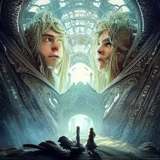 Image similar to neverending story generative palace, ultra realistic, neon lights, concept art, intricate details, serious, highly detailed, photorealistic, octane render, 8 k, unreal engine, art by todd mcfarlane and artgerm and greg rutkowski and alphonse mucha