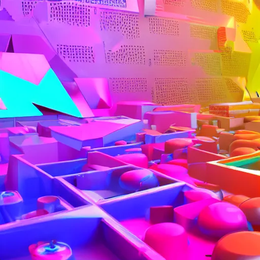 Image similar to 3 d render of an art piece colorful, surrounded by music, videogames, very detailed