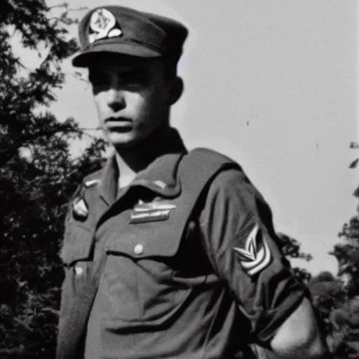 Image similar to jordan peterson holding an ak - 4 7 in military uniform, military photo, vietnam war