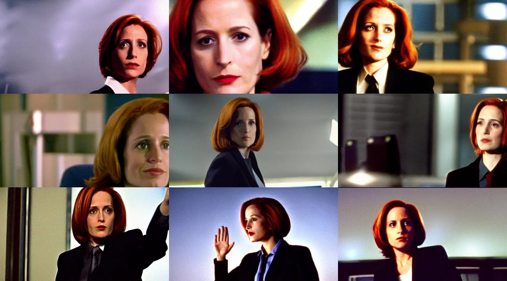 Prompt: agent scully waving goodbye from the tv show the x - files