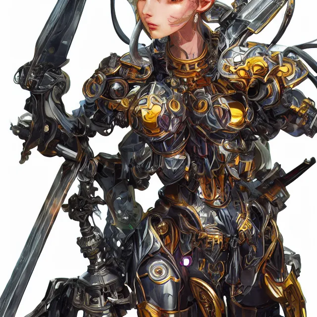 Image similar to studio portrait of lawful good colorful female holy mecha paladin absurdly beautiful, elegant, young thin bikini model, ultrafine hyperrealistic detailed face illustration by kim jung gi, irakli nadar, intricate linework, sharp focus, bright colors, matte, octopath traveler, final fantasy, unreal engine highly rendered, global illumination, radiant light, intricate environment