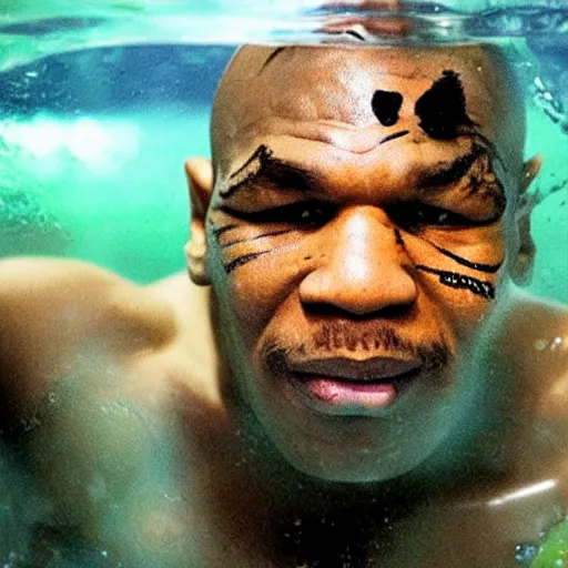 Image similar to mike tyson trapped in a fish tank