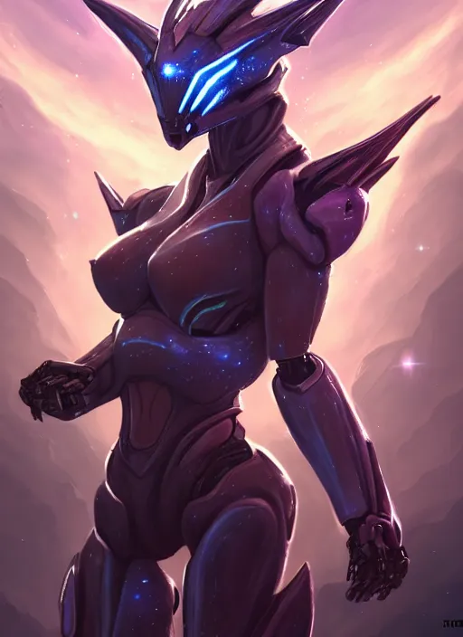 Image similar to cinematic shot, cosmic sized perfectly proportioned stunning beautiful hot anthropomorphic robot mecha female dragon, female dragon head, floating in empty space, nebula sized, larger than galaxies, holding a tiny galaxy, silver armor, epic proportions, epic size, epic scale, furry art, macro art, dragon art, giantess art, warframe fanart, furaffinity, deviantart