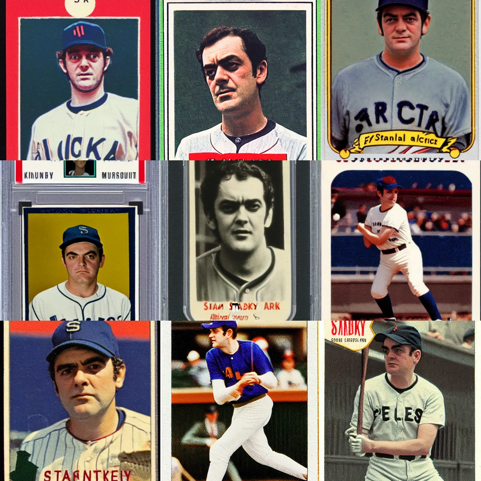 Prompt: a baseball card of stanley kubrick