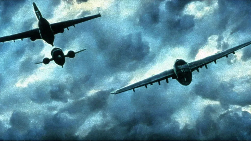 Image similar to the jets plane flies through an alternate dimension, film still from the movie directed by christopher nolan and david cronenberg with art direction by zdzisław beksinski and dr. seuss