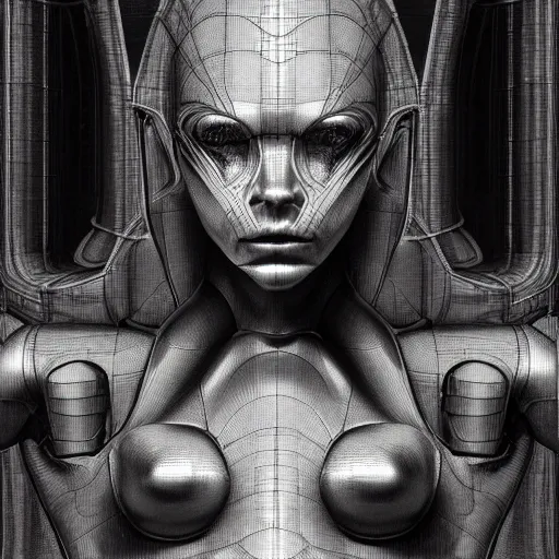 Image similar to 3 d chromium and graphite render of a cyborg machina - nymphette, portrait by tony diterlizzi and h. r giger, ilford hp 5, 5 5 mm, hyper realistic, hyper - mechanistic by artgerm, gustav dore, steve belledin, gothcore, disturbia, joseph christian leyendecker