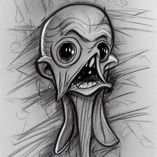 Image similar to milt kahl pencil sketch a lovecraftian zombie horror, loomis