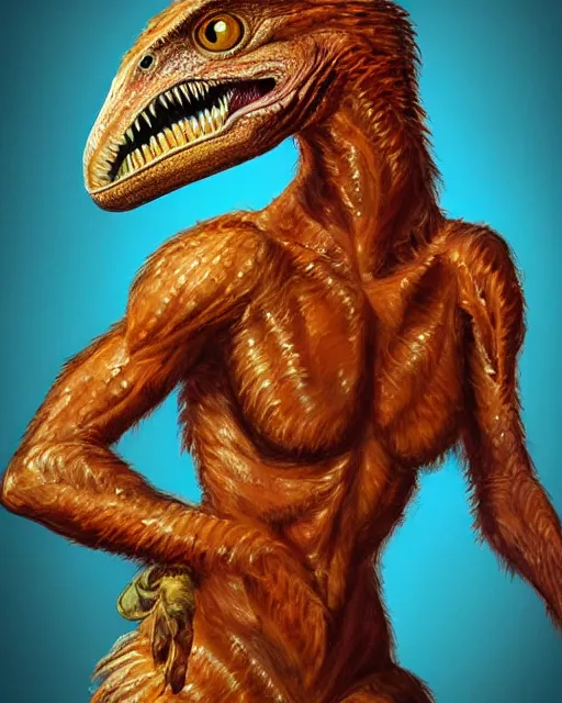 Prompt: beautiful velociraptor as honey, made of honey, wearing honey - themed miniskirt, award winning creature portrait photography, extremely detailed, artstation, 8 k, sensual lighting, incredible art, wlop, artgerm, backlit, rim lighting