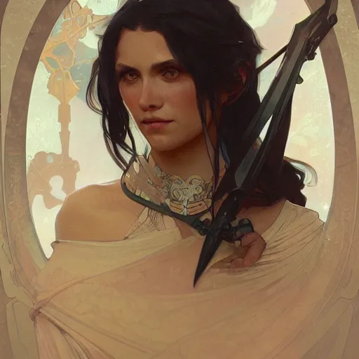 Image similar to a Portrait illustration of Malenia Blade of Miquella by greg rutkowski and alphonse mucha,In style of digital art.hyper detailed,smooth, sharp focus,trending on artstation