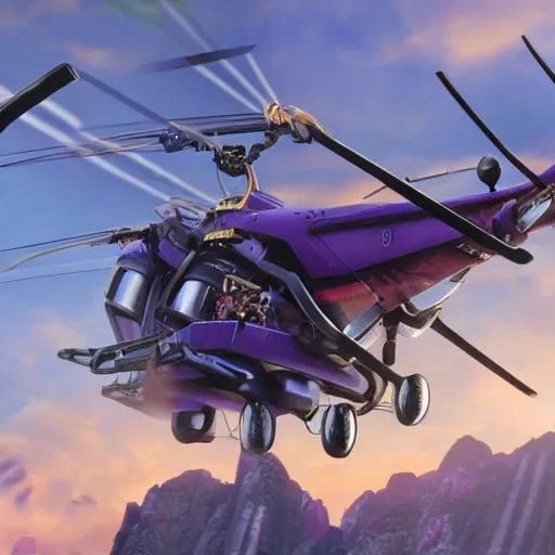 Image similar to Thanos helicopter, realistic, photo real,