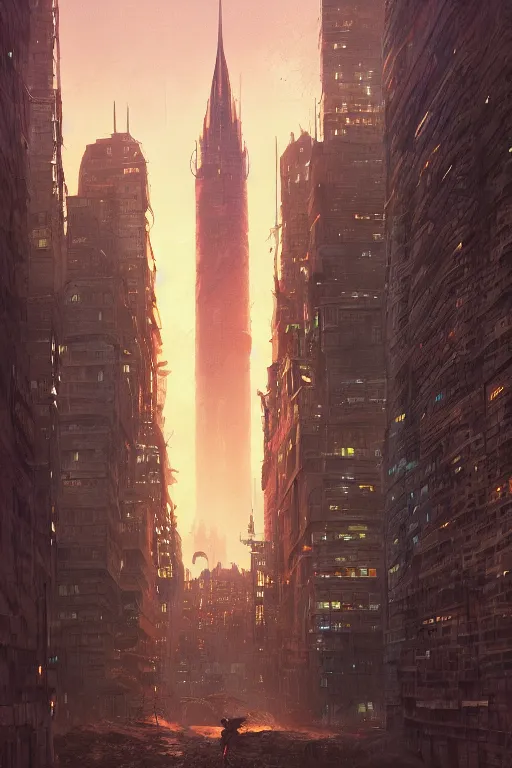 Prompt: wizard tower in downtown manhattan, an epic fantasy, dramatic lighting, cinematic, establishing shot, extremely high detail, photorealistic, cinematic lighting, artstation, by simon stalenhag, horizon forbidden west