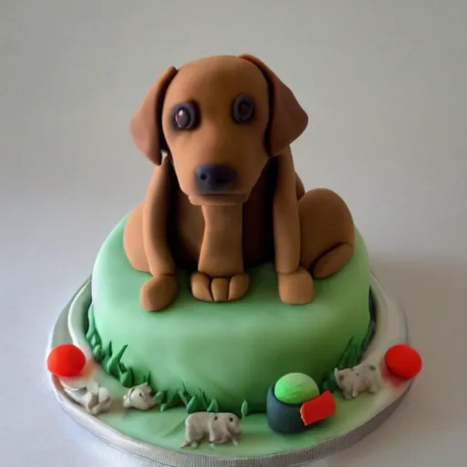 Prompt: cake with form of dog.