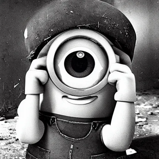 A minion suffering from shell shock during world war