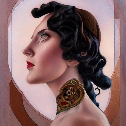 Prompt: a streamline moderne, art nouveau, multi - ethnic and multi - racial portrait in the style of charlie bowater, and in the style of donato giancola, and in the style of charles dulac. clear, expressive, very large eyes. symmetry, centered, ultrasharp focus, dramatic lighting, photorealistic digital painting. an elegant, intricately detailed background.