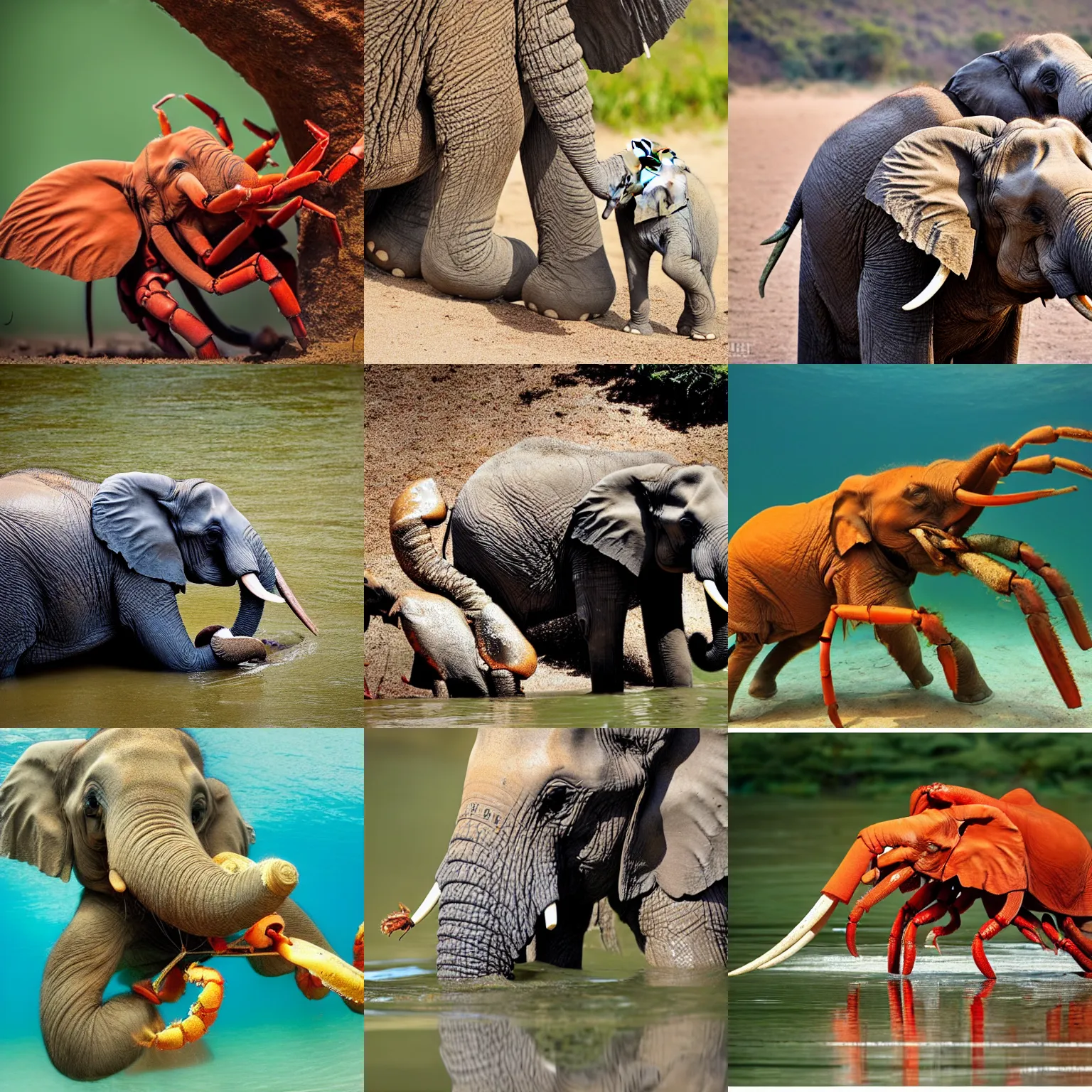 Prompt: a elephant-lobster-lobster-elephant, wildlife photography