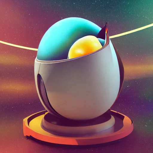 Prompt: 3 d render, of space ship in orbit around a planet, detailed, egg, colorful, shell, carapace, insect, bug, beatle, van gogh, hollow knight, unreal 5, octane, blender