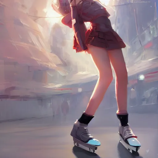 Image similar to Nerd skating on the internet, by Stanley Artgerm Lau, WLOP, Rossdraws, James Jean, Andrei Riabovitchev, Marc Simonetti, Yoshitaka Amano, ArtStation, CGSociety,