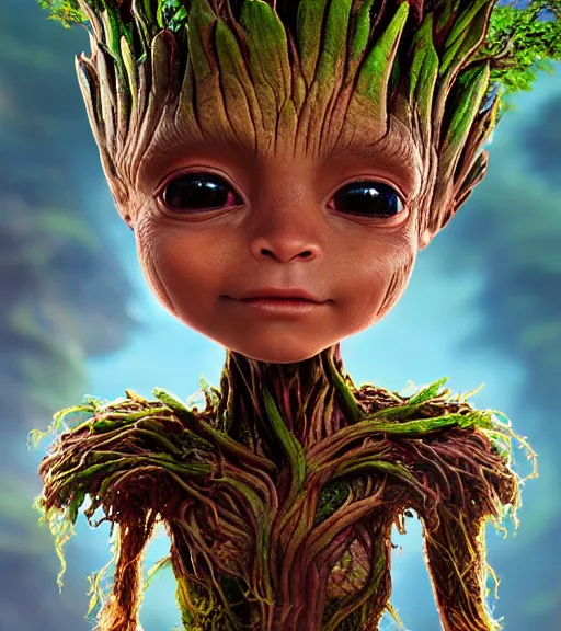 Prompt: an epic fantasy comic book style portrait painting of an extremely cute and adorable very beautiful mushroom dryad groot halfling na'vi, character design by mark ryden and pixar and hayao miyazaki, unreal 5, daz, hyperrealistic, octane render, cosplay, rpg portrait, dynamic lighting, intricate detail, harvest fall vibrancy, cinematic